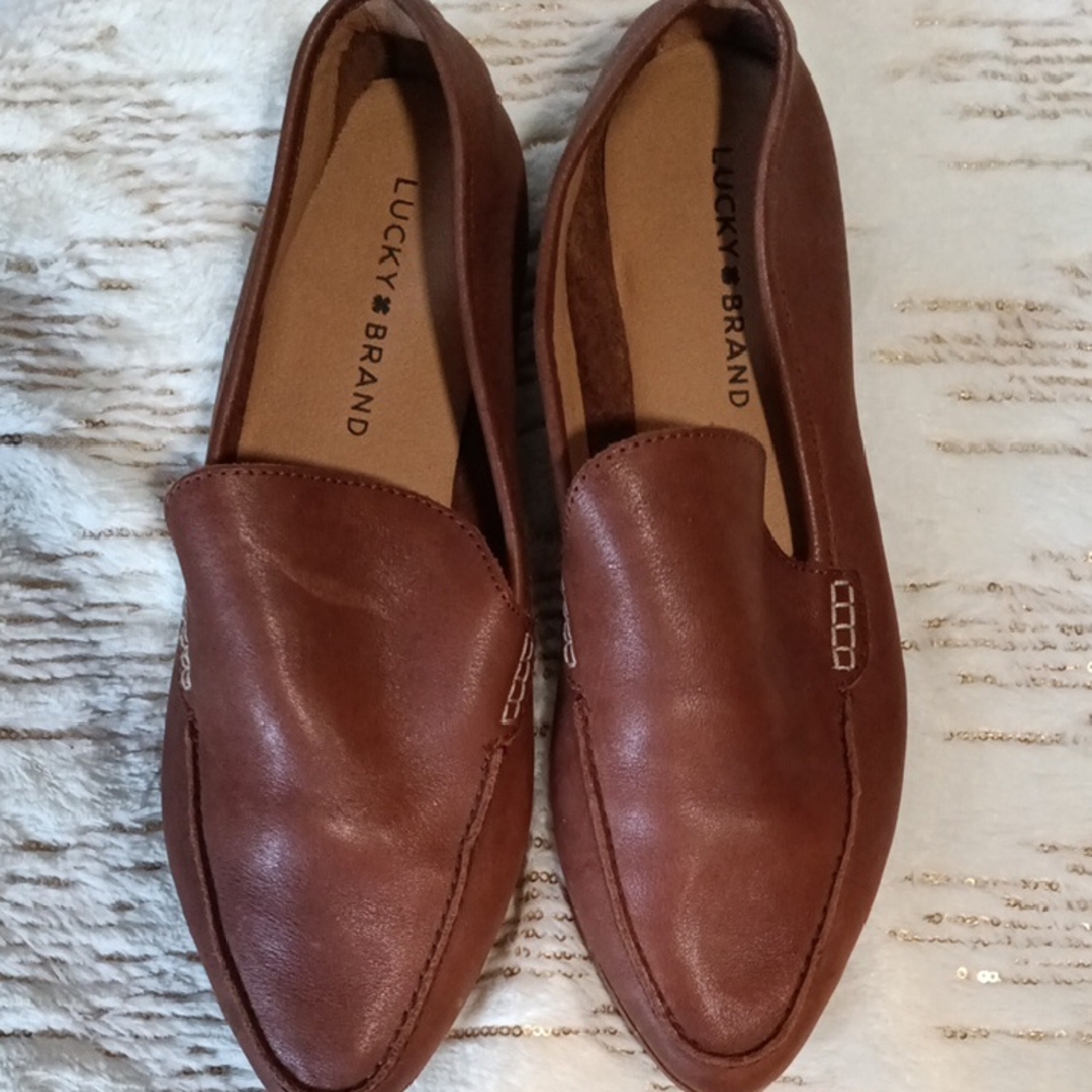 Lucky Brand Men's Chestnut Brown Leather Slip-Ons